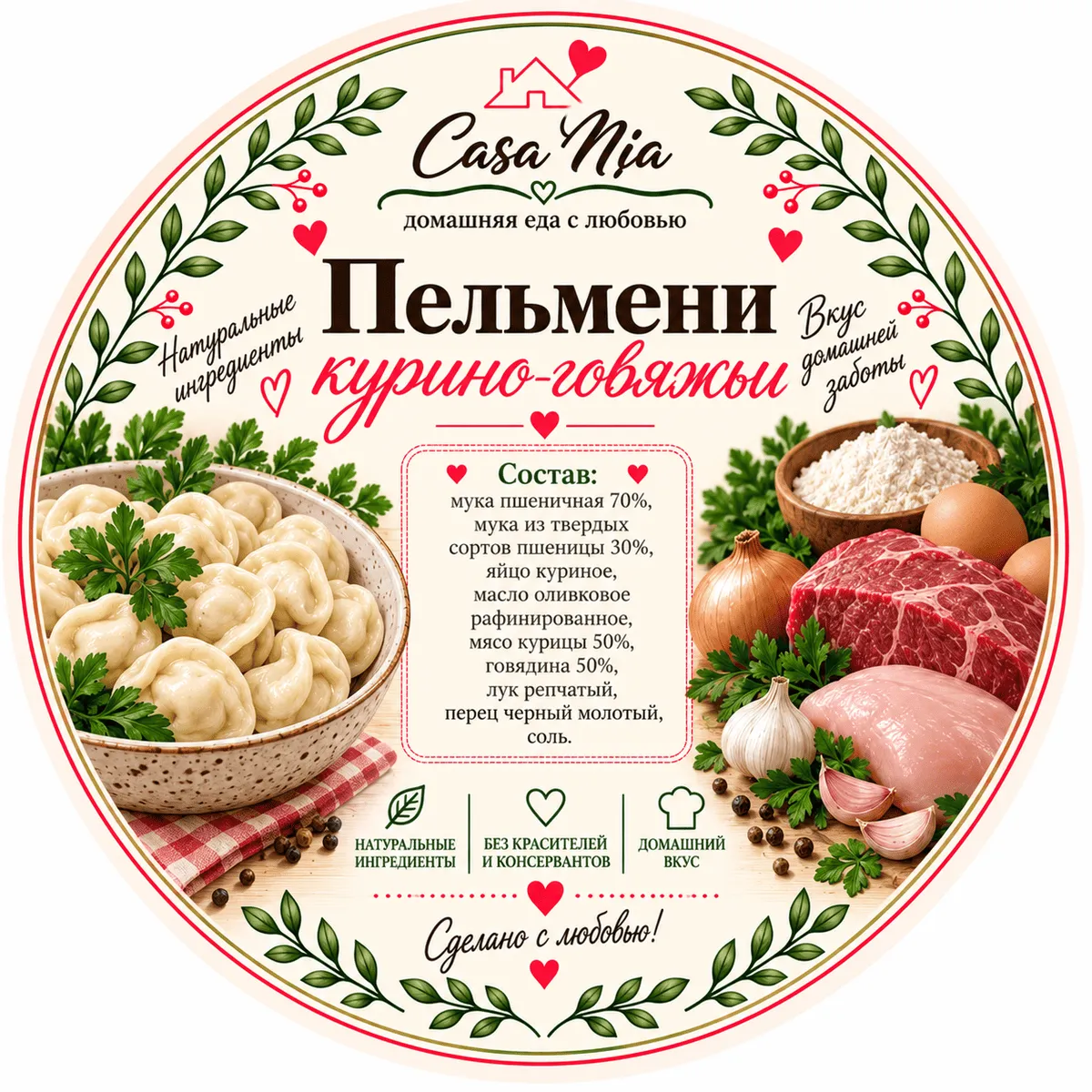 Пельмени курино-говяжьи