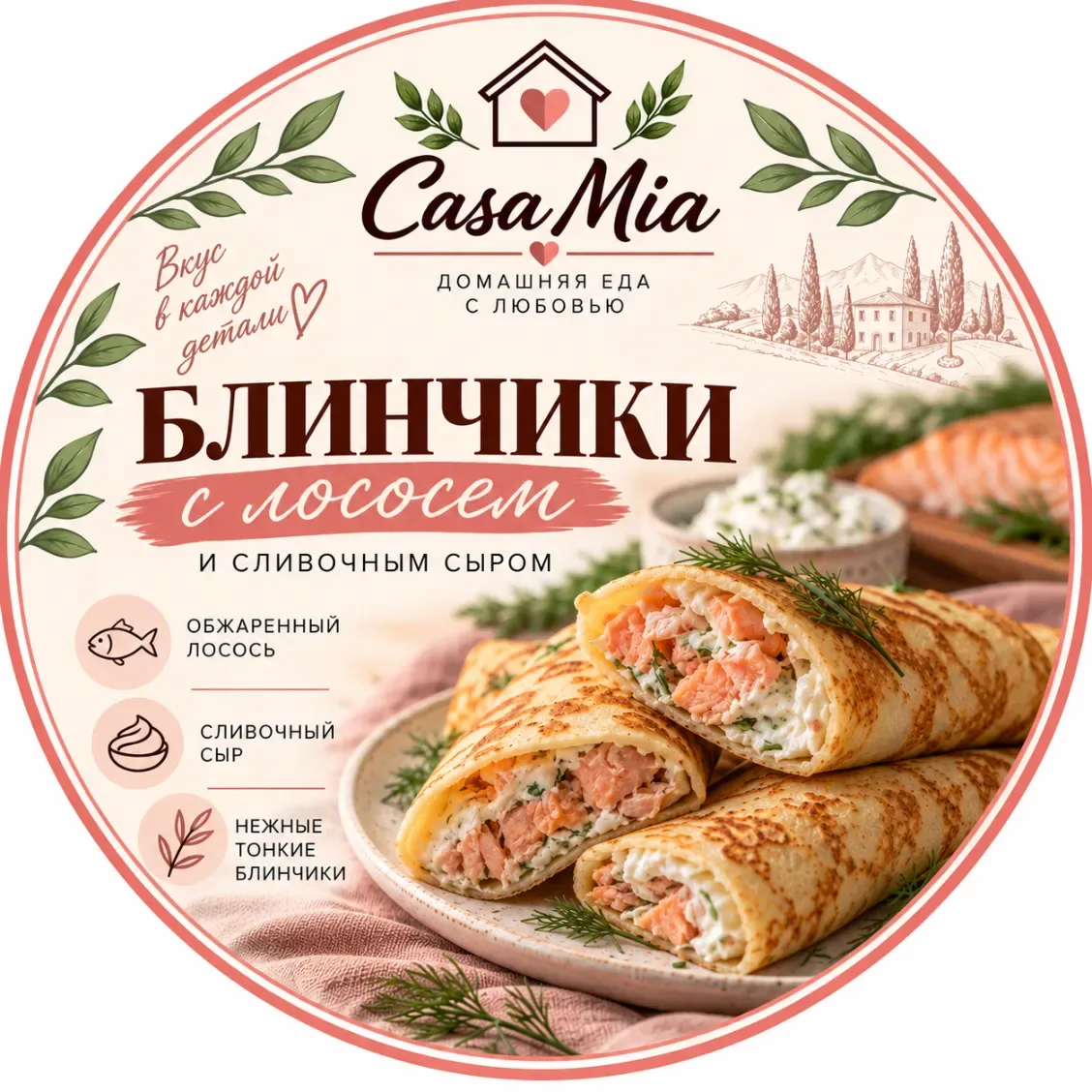 Блинчики с лососем и сливочным сыром