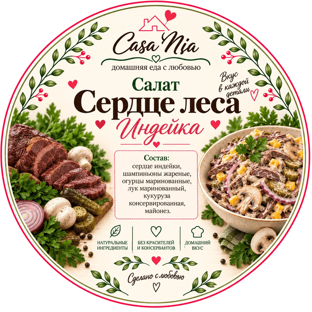 Салат «Сердце леса» с индейкой