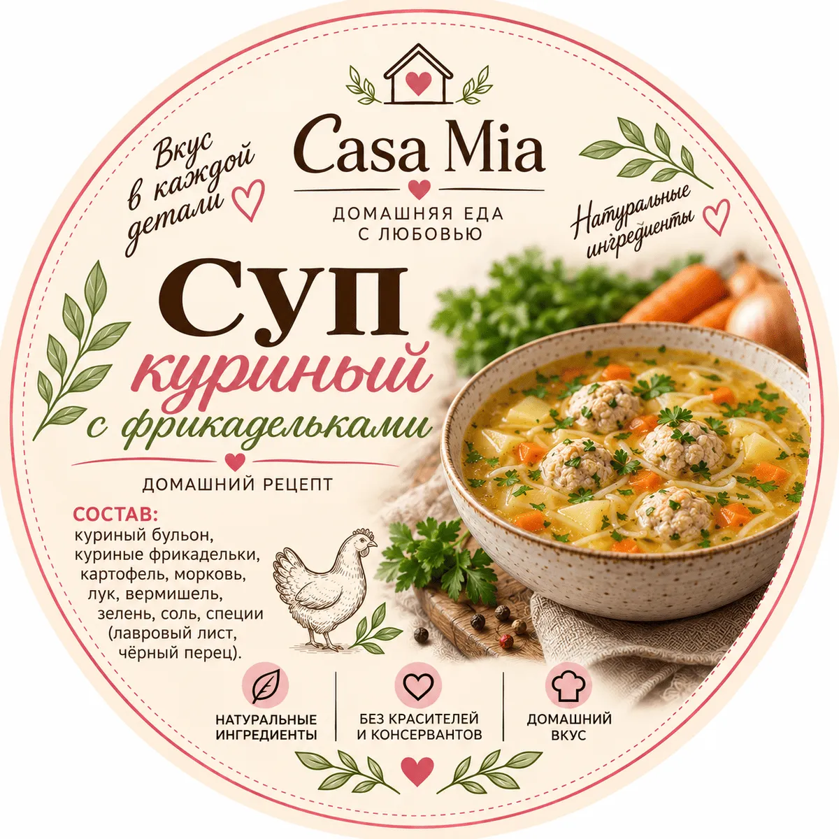 Суп куриный с фрикадельками